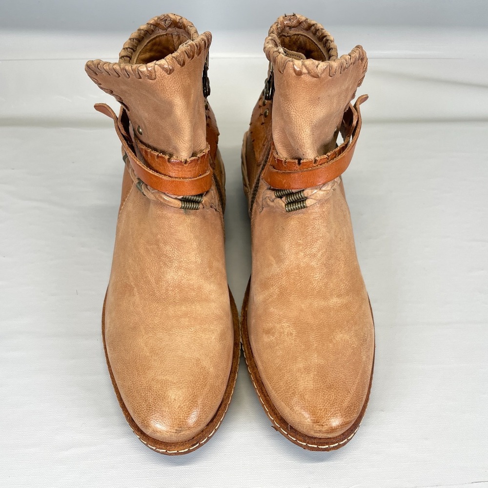 A.S. 98 Ankle Boots Womens Size 36 US 5.5-6 Brown Leather Braided Strap Zip Boho - Picture 4 of 10